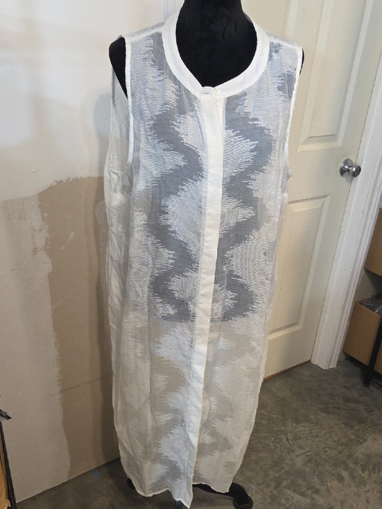 Vince Camuto Other - Vince Camuto Sheer Textured Swim Cover Sleeveless White Cream Button Down